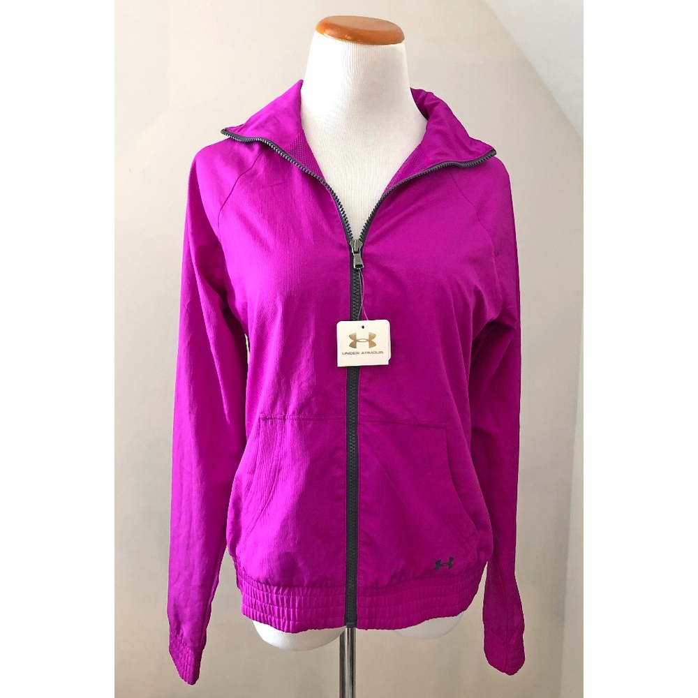 NWT! Under Armour Fuschia Full Zip Jacket, Light Weight, Semi Fitted, Small